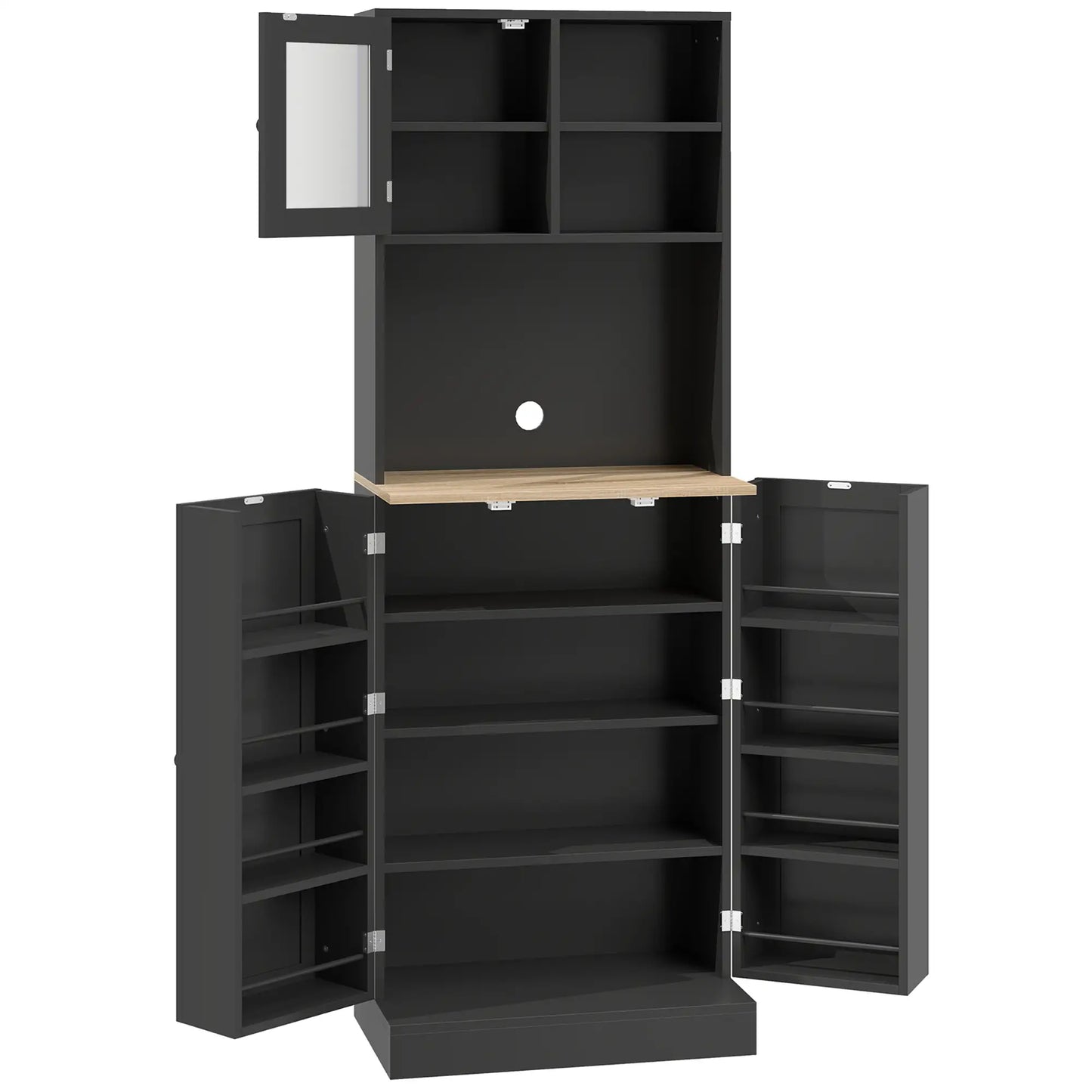 66.5" Tall Kitchen Pantry Cabinet, Microwave Cabinet, Black Kitchen Pantry Cabinets Black at Gallery Canada