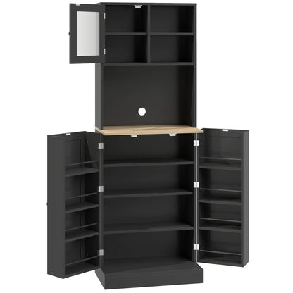 66.5" Tall Kitchen Pantry Cabinet, Microwave Cabinet, Black Kitchen Pantry Cabinets Black at Gallery Canada