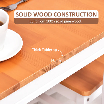 Pine Wood Dining Table Set for 4, 5 Piece, White and Natural Wood, White, Natural Wood Bar Sets at Gallery Canada
