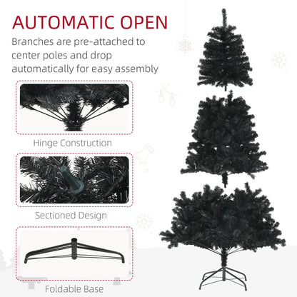 7.5ft Artificial Christmas Tree, Auto Open, Steel Base, Black Artificial Christmas Trees at Gallery Canada