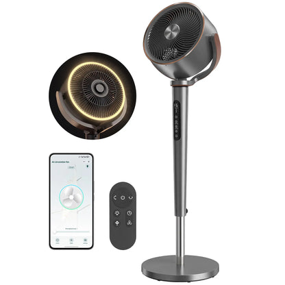 20dB Silent Standing Fan, Oscillating Fan with 12 Speeds, LED Light, WiFi &; Remote Control, 12H Timer Stand Fans at Gallery Canada