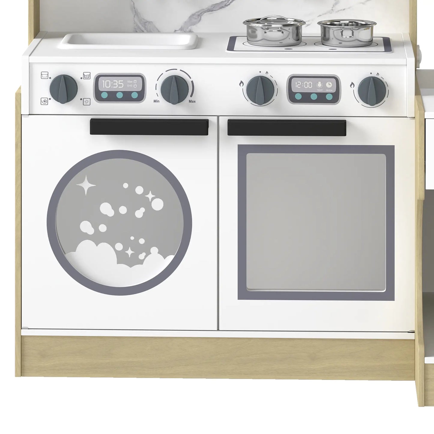 2-In-1 Kids Kitchen Playset, Table & Chair with Sink, Oven, Microwave, 3-8