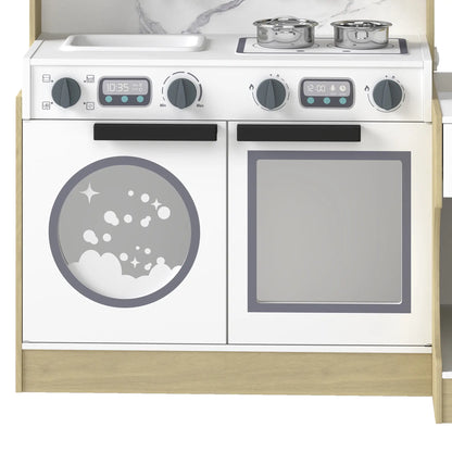 2-In-1 Kids Kitchen Playset, Table & Chair with Sink, Oven, Microwave, 3-8