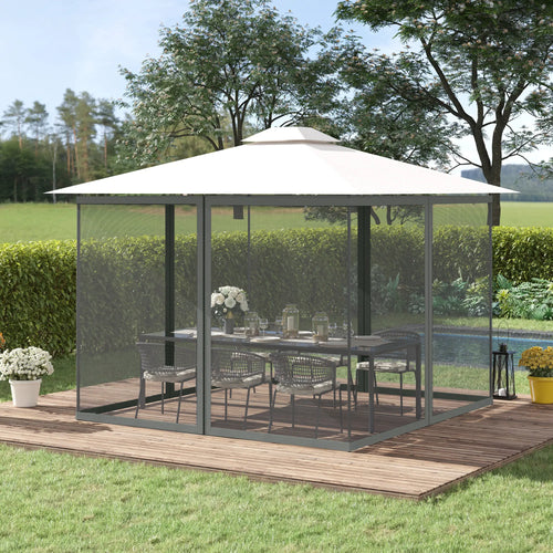 Replacement Mosquito Netting, Gazebo 10' x 13', Black Screen Walls, Zippers, Black