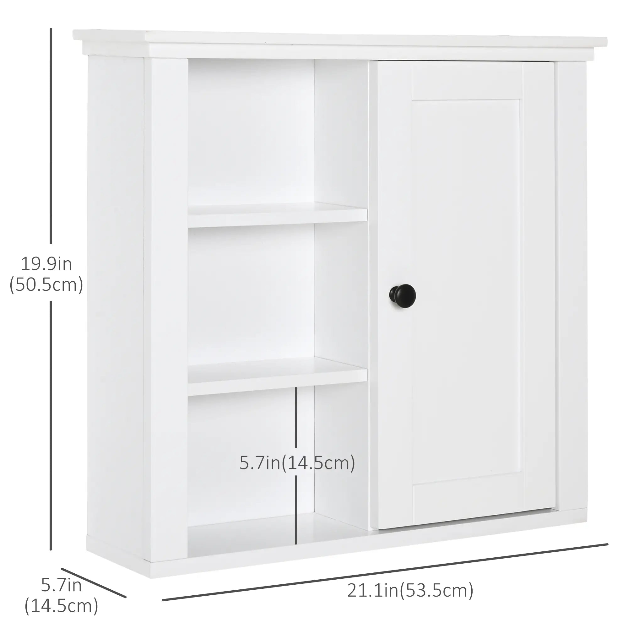 Wall Mounted Medicine Cabinet, 3 Open Shelves, Storage Cupboard, White Wall Mounted Cabinets at Gallery Canada