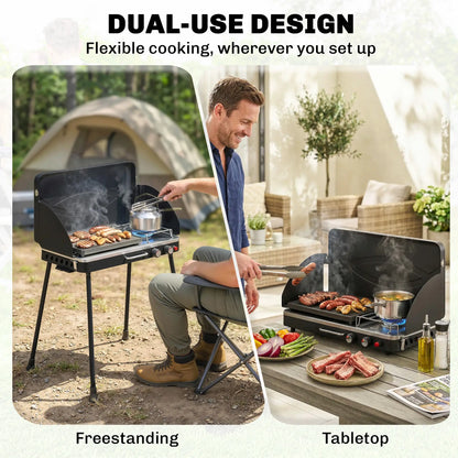 Camping Stove Gas Griddle Combo, 20,000 BTU, Portable, Black Propane Gas Grills at Gallery Canada