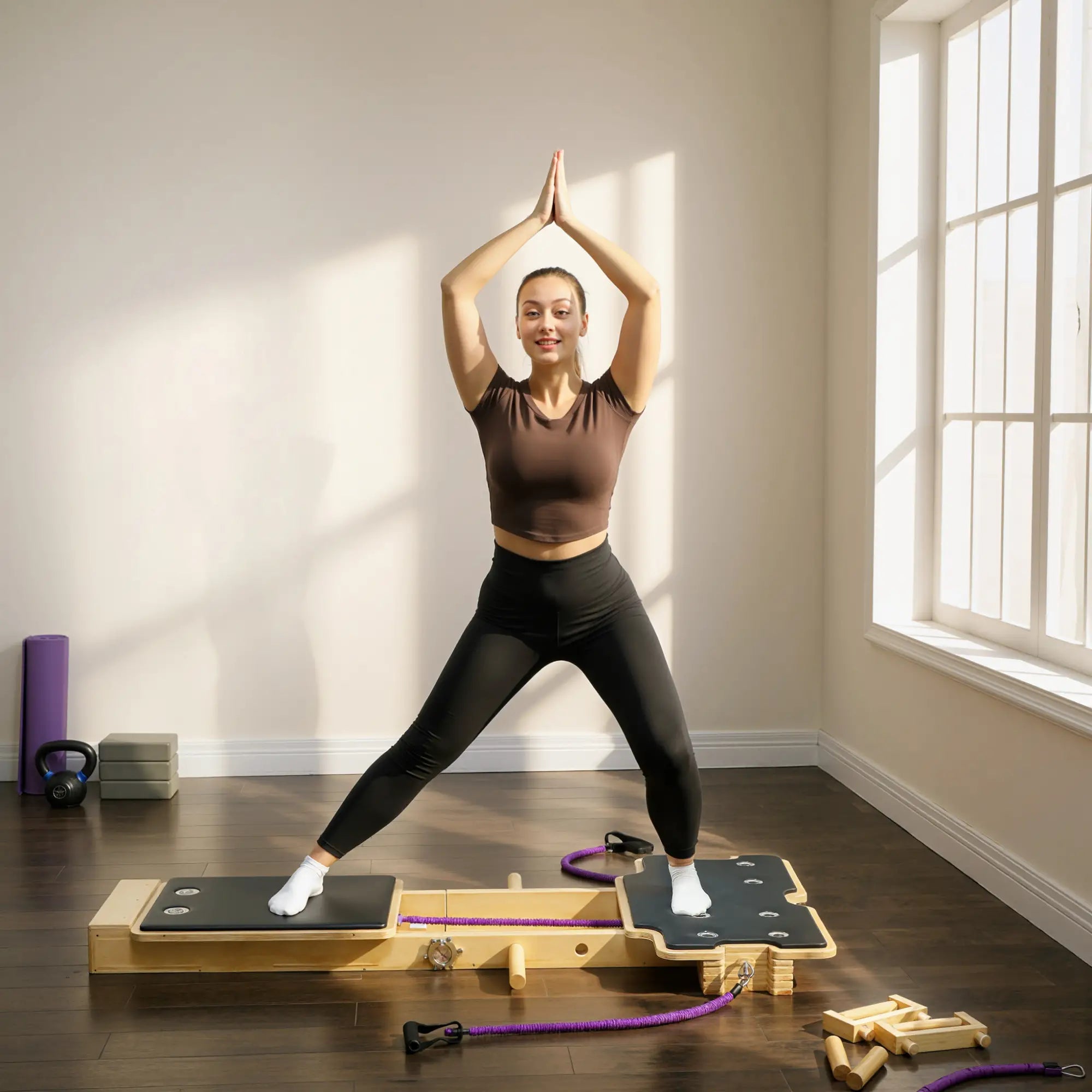 Portable Pilates Reformer Machine, Multifunctional Board With Resistance Bands Aerobic Equipment at Gallery Canada
