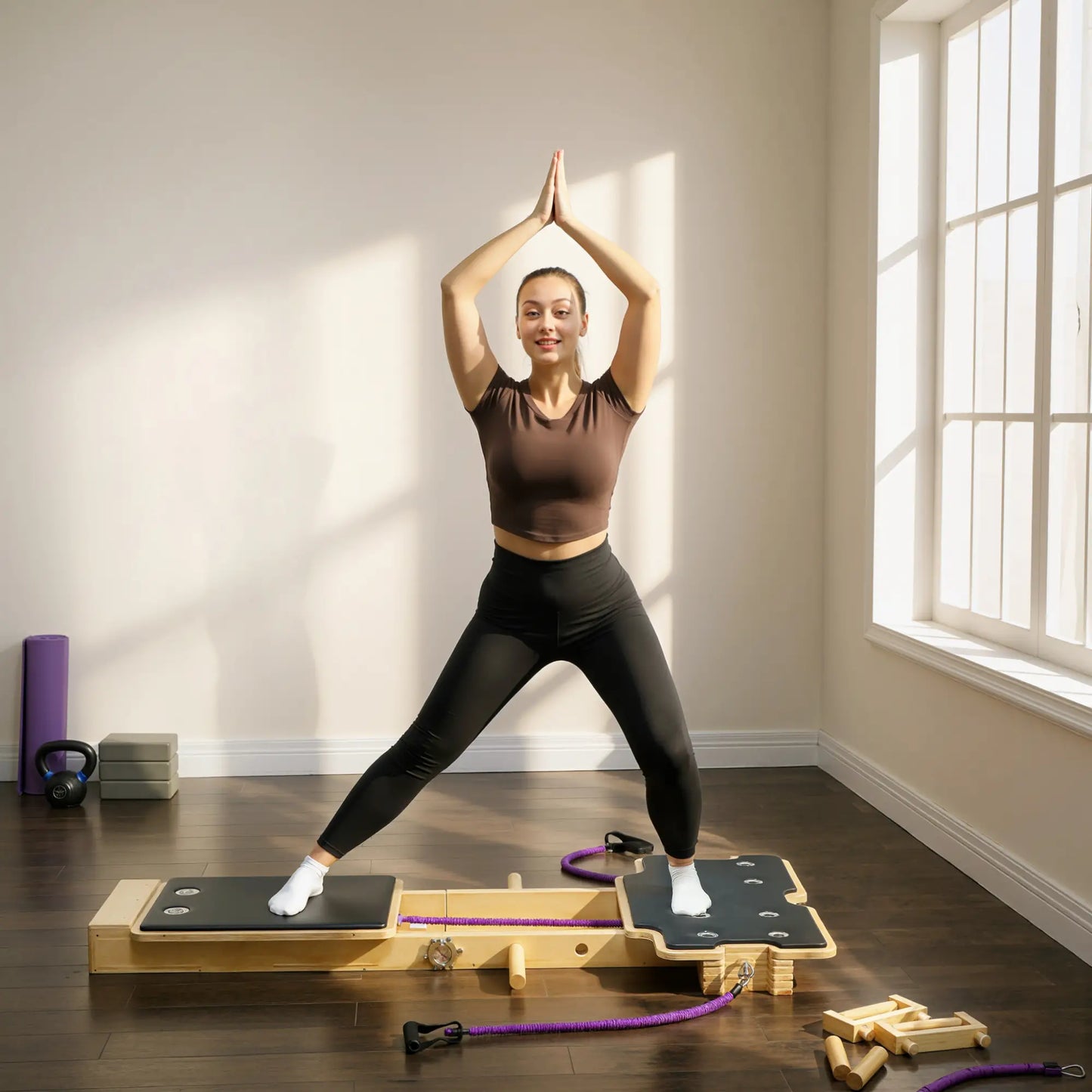 Portable Pilates Reformer Machine, Multifunctional Board With Resistance Bands Aerobic Equipment at Gallery Canada