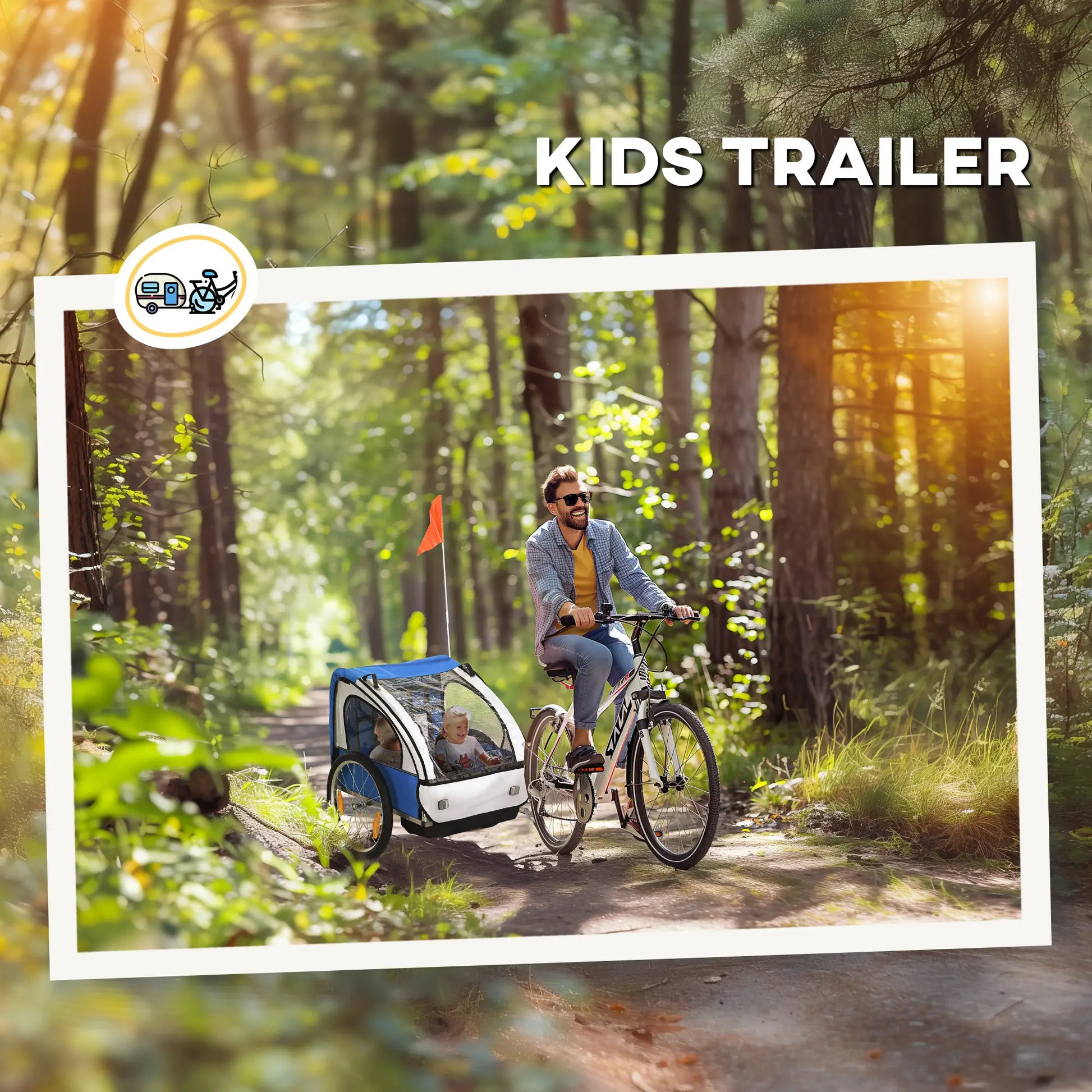 Double Bike Trailer, Kids Toddler, 80lbs Load, Steel Frame, Blue Kids Bike Trailers at Gallery Canada