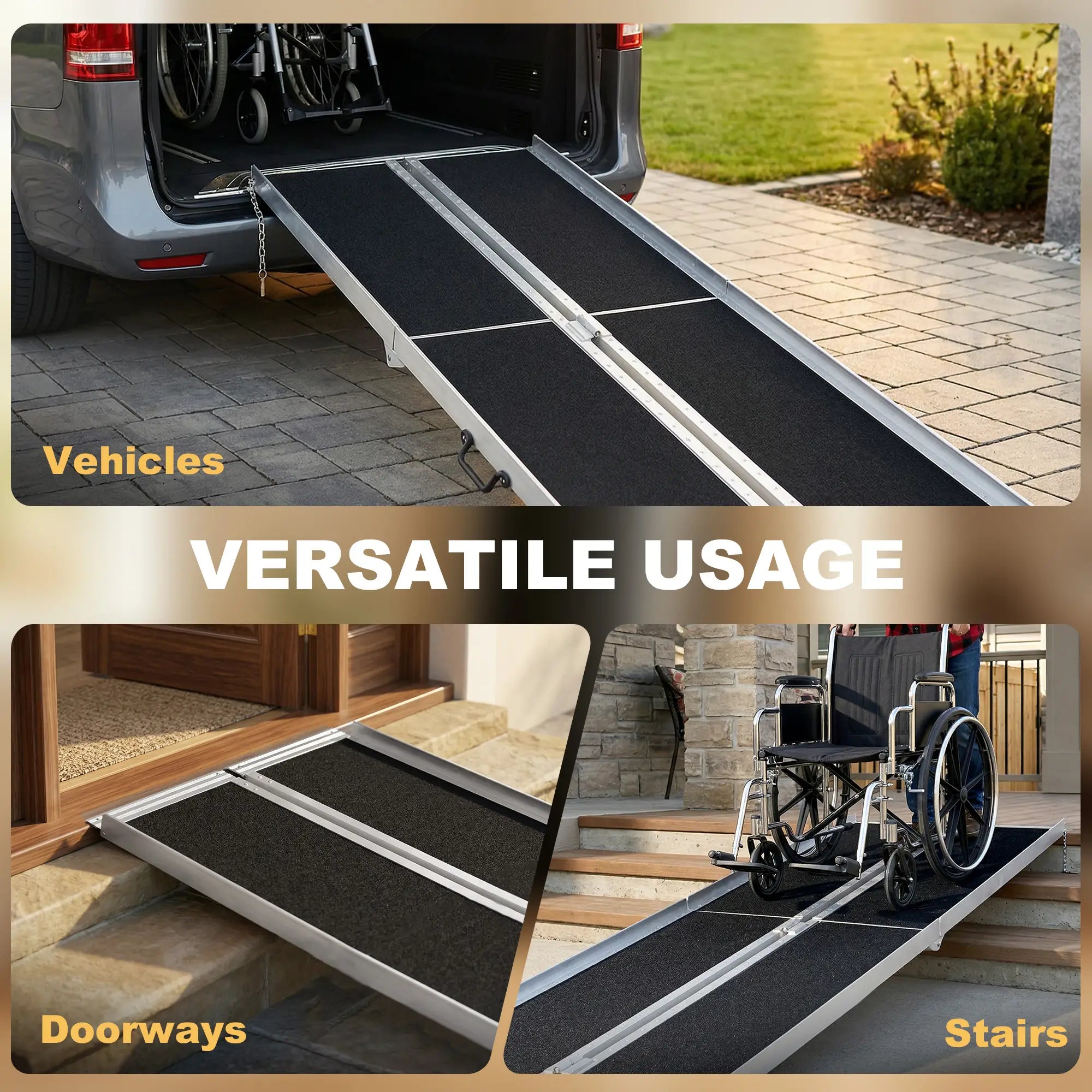 10ft Foldable Wheelchair Ramp, Non-Skid, Portable Aluminium Knee Walker & Wheelchair Ramps at Gallery Canada