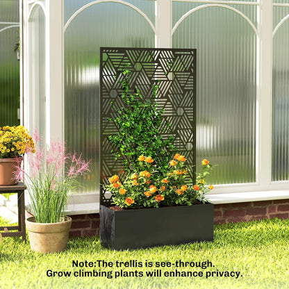 Metal Planter Box With Trellis, 44.5" Tall, Raised Garden Bed Galvanized Planter Boxes at Gallery Canada