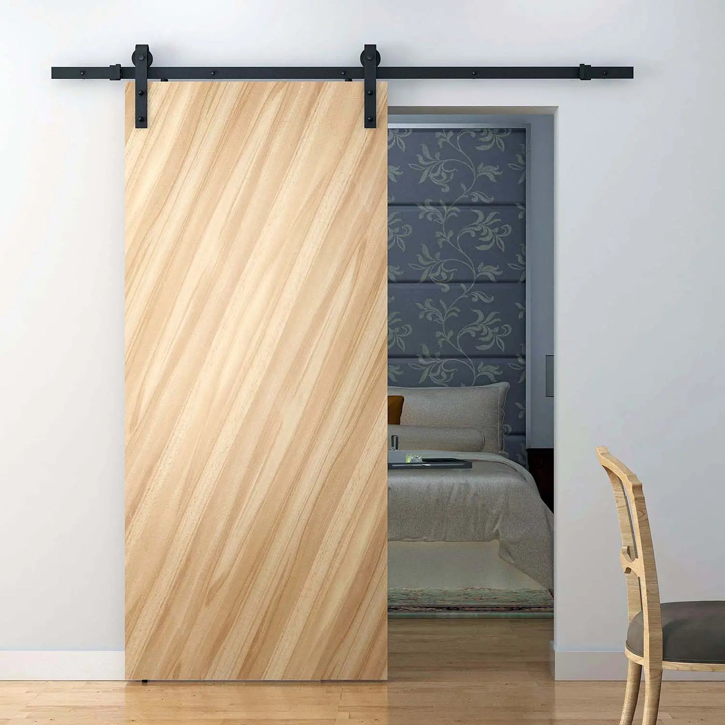 6.6FT Carbon Steel Sliding Barn Door Hardware, J Shape Roller Door Hardware at Gallery Canada