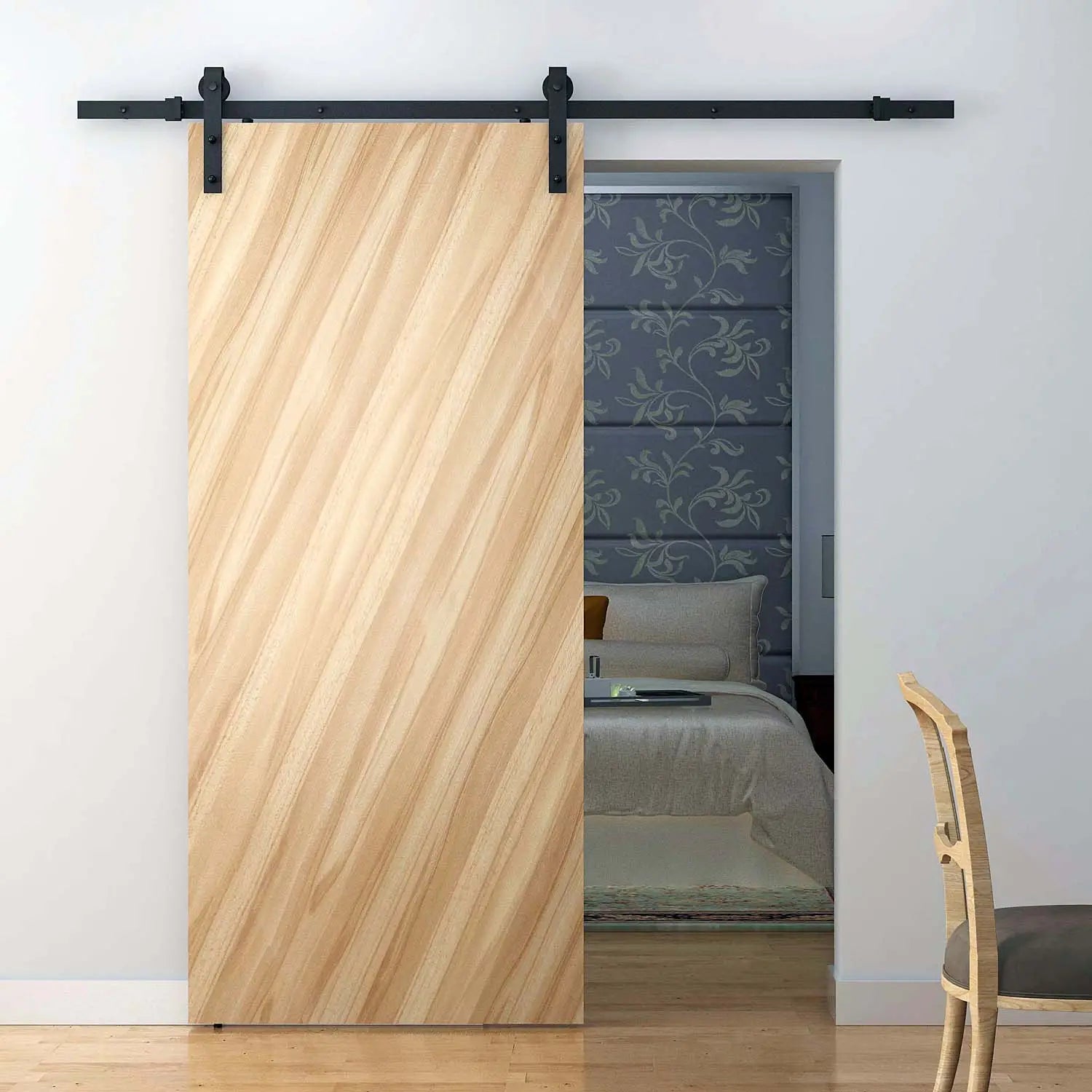6.6FT Carbon Steel Sliding Barn Door Hardware, J Shape Roller Door Hardware at Gallery Canada