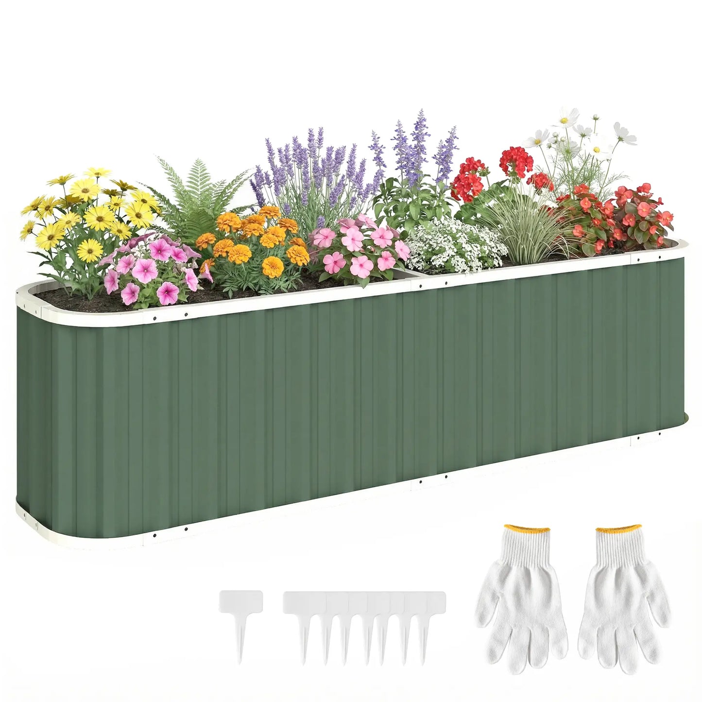 Galvanized Raised Garden Bed, Deep Rot Planter Box, 7' x 2' x 2', Light Green Galvanized Planter Boxes at Gallery Canada
