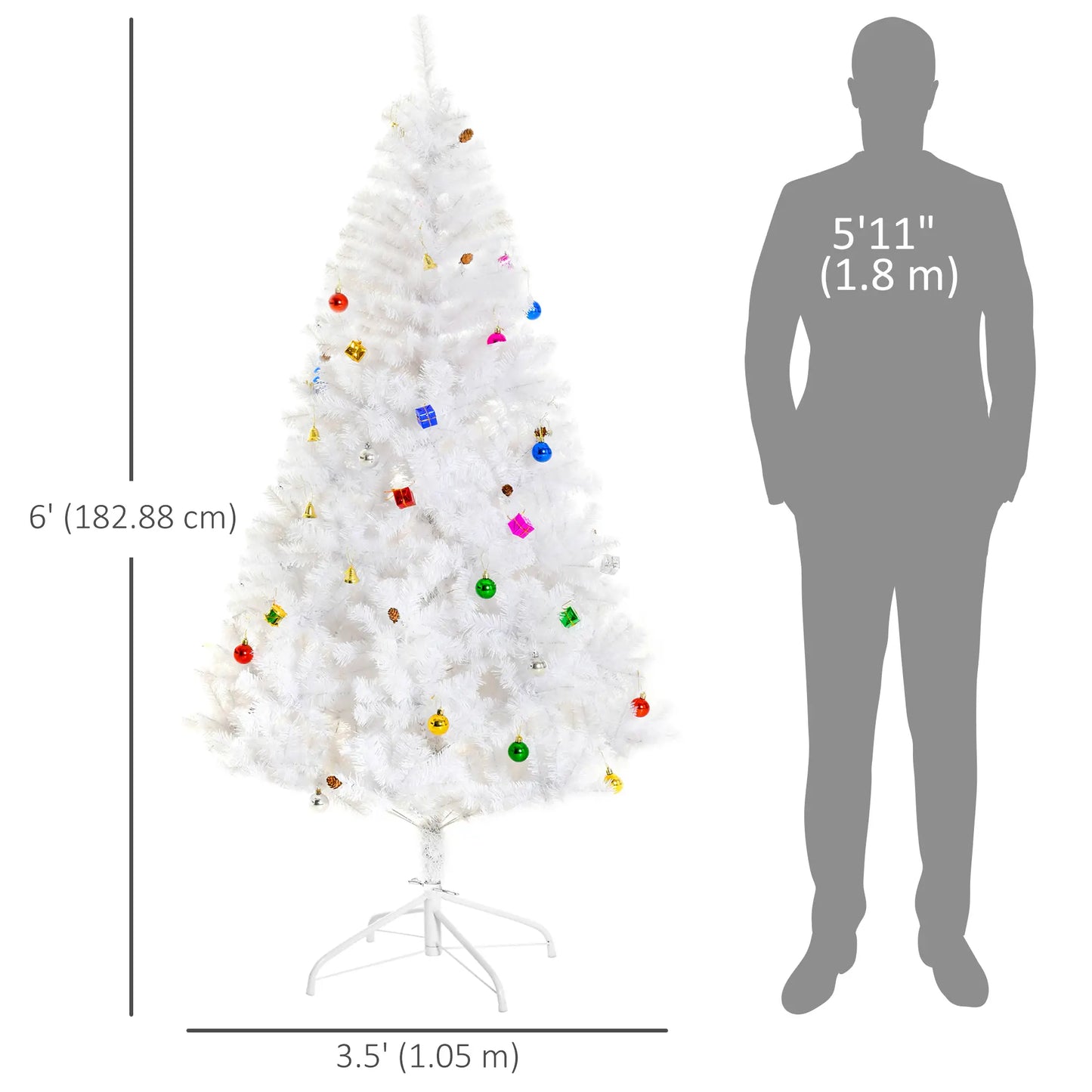 5.9ft Artificial Christmas Tree, Holiday Decor, White White Christmas Trees at Gallery Canada