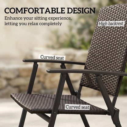 Wicker Dining Chair Set of 2, Rattan Foldable Chairs, Steel Frame, Brown Patio Chairs at Gallery Canada