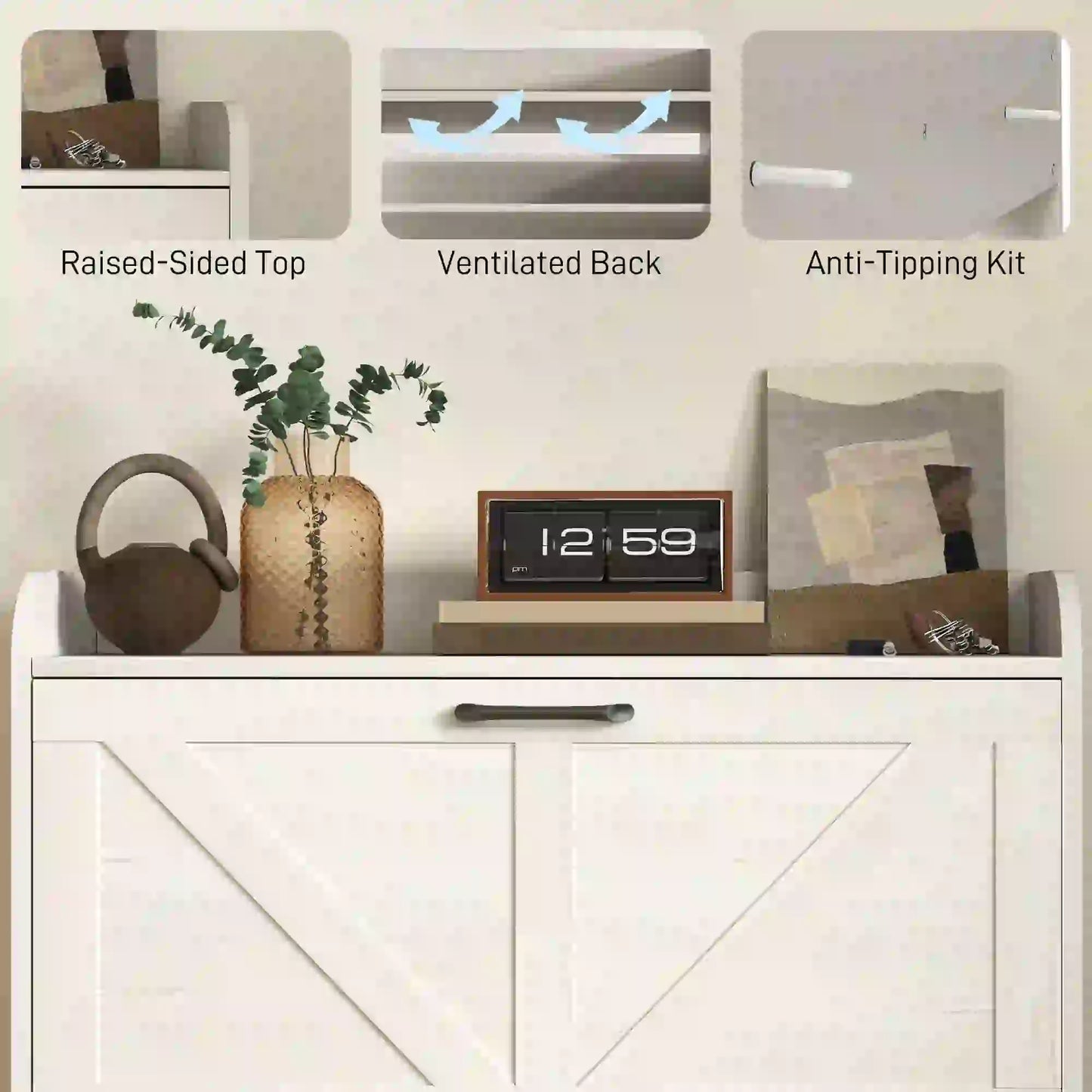 Narrow Shoe Storage Cabinet, 2 Flip Drawers, Adjustable Shelves, White Oak Shoe Storage Cabinets & Racks at Gallery Canada