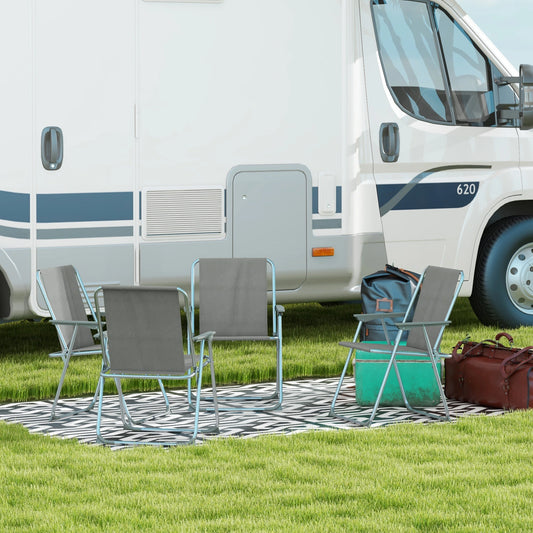 4 Pack Outdoor Folding Chairs, Portable Camping, Oxford Fabric, Grey Patio Chairs Silver, Grey at Gallery Canada