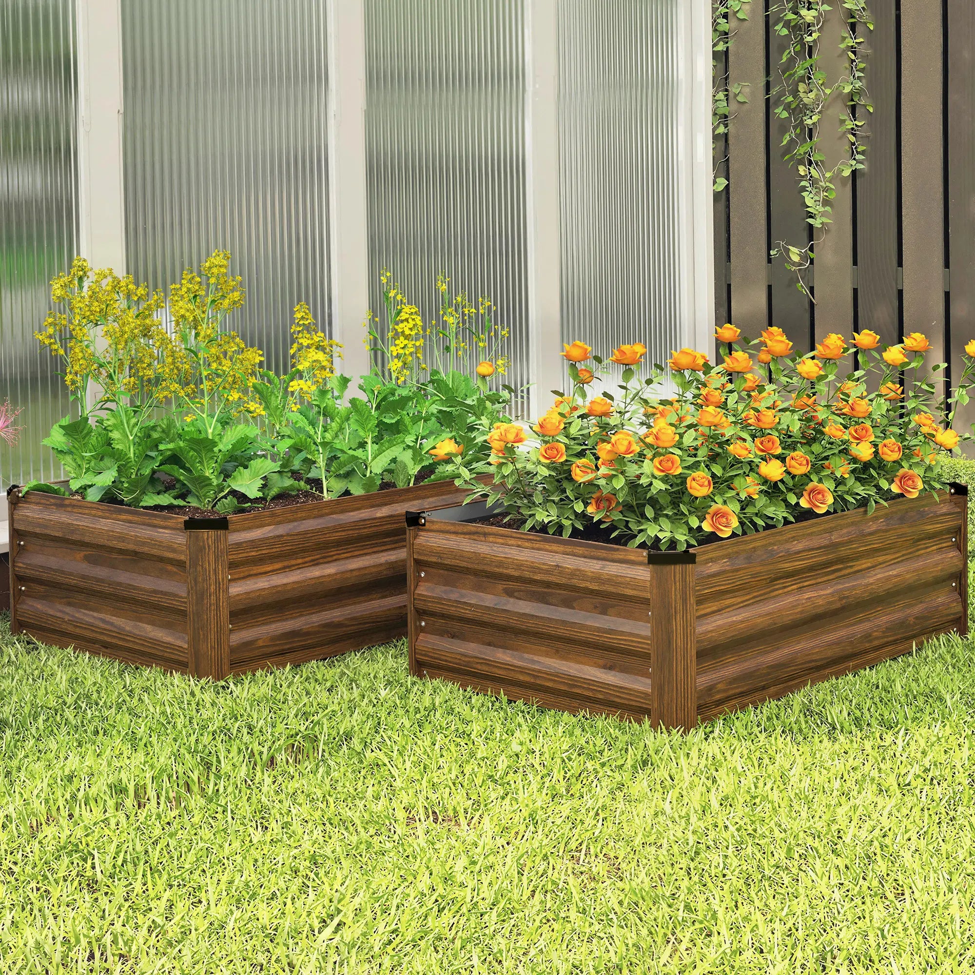Galvanized Raised Garden Beds, Outdoor Planter Box, Dark Brown Galvanized Planter Boxes at Gallery Canada