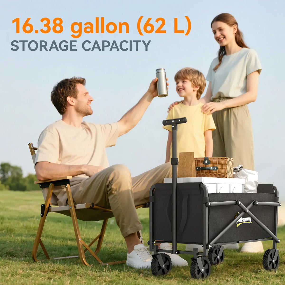 Small Collapsible Garden Cart, Heavy Duty, Universal Wheels, Adjustable Handle, Black Folding Garden Carts at Gallery Canada