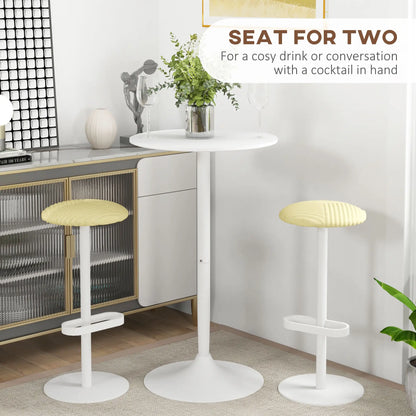 Modern Round High Top Bar Table, Steel Base, 2-Person, White Bar Tables & Dining Tables at Gallery Canada
