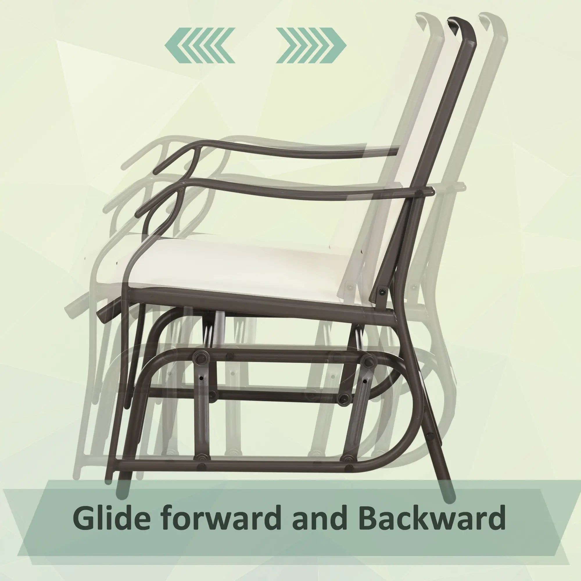3 Piece Patio Glider Set, Breathable Mesh Seat, Glass Top Table, Cream White Outdoor Gliders at Gallery Canada
