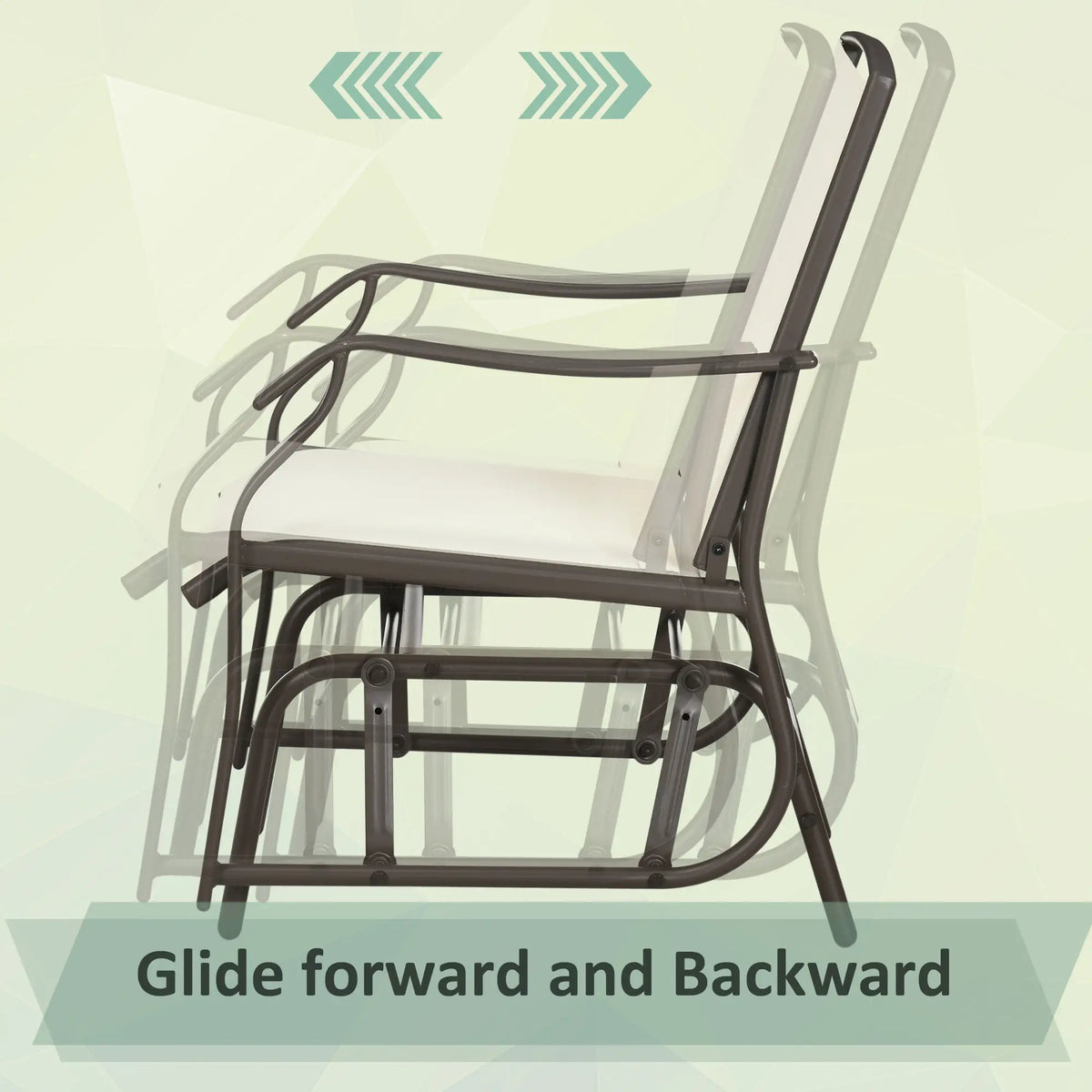 3 Piece Patio Glider Set, Breathable Mesh Seat, Glass Top Table, Cream White Outdoor Gliders at Gallery Canada