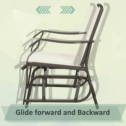 3 Piece Patio Glider Set, Breathable Mesh Seat, Glass Top Table, Cream White Outdoor Gliders at Gallery Canada
