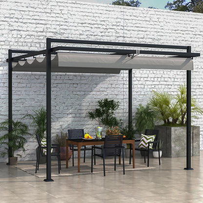 10'X10' Retractable Pergola, Garden Shade Shelter, Dark Grey Pergolas at Gallery Canada