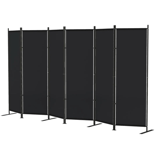 6 Ft 6 Panel Folding Room Divider, Portable Privacy Screen, Black Room Dividers Black at Gallery Canada