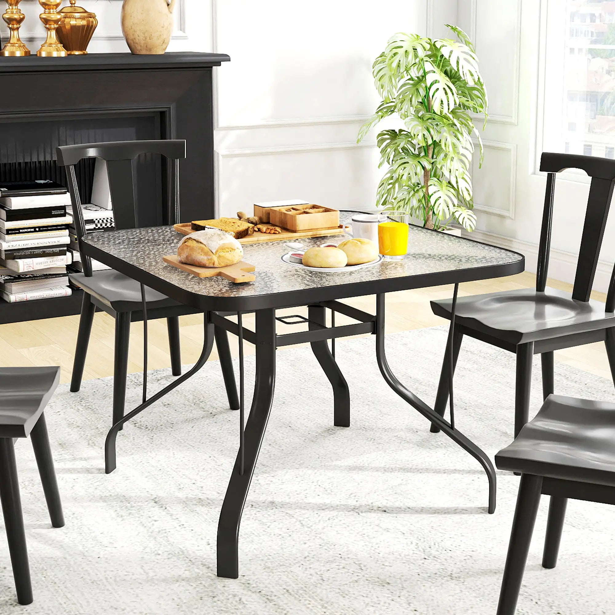 Tempered Glass Square Patio Table, 2.1