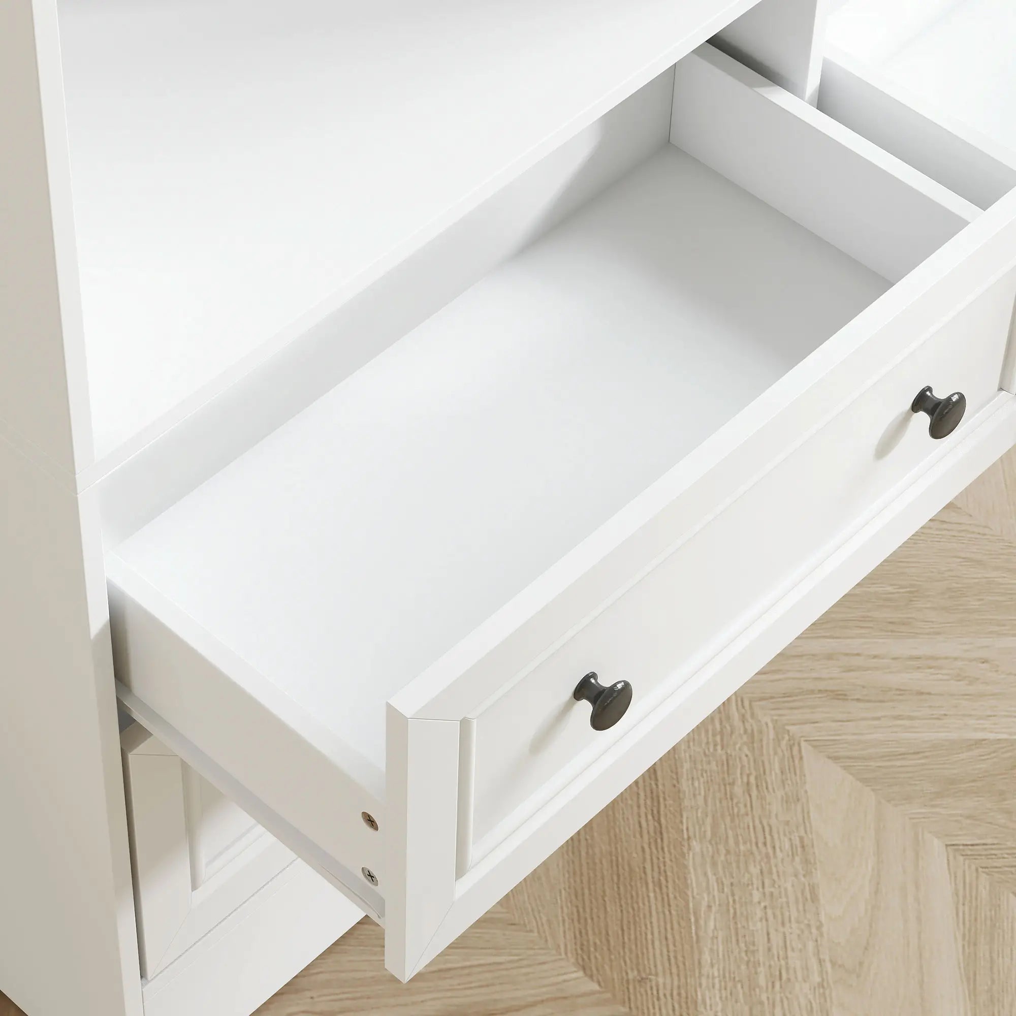 5-Tier Bookcase with 8 Cubbies, 4 Drawers, White Display Bookshelves at Gallery Canada