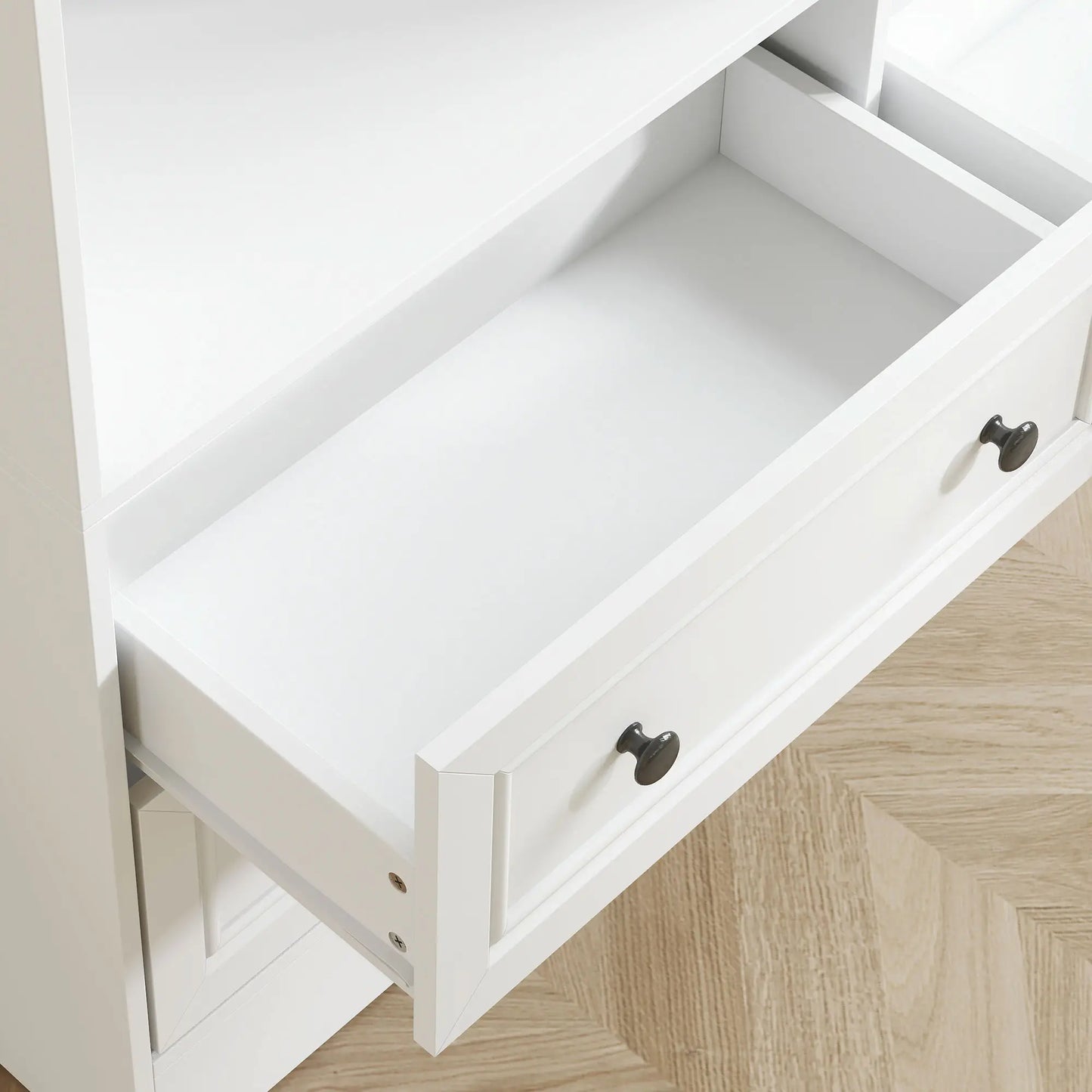 5-Tier Bookcase with 8 Cubbies, 4 Drawers, White Display Bookshelves at Gallery Canada