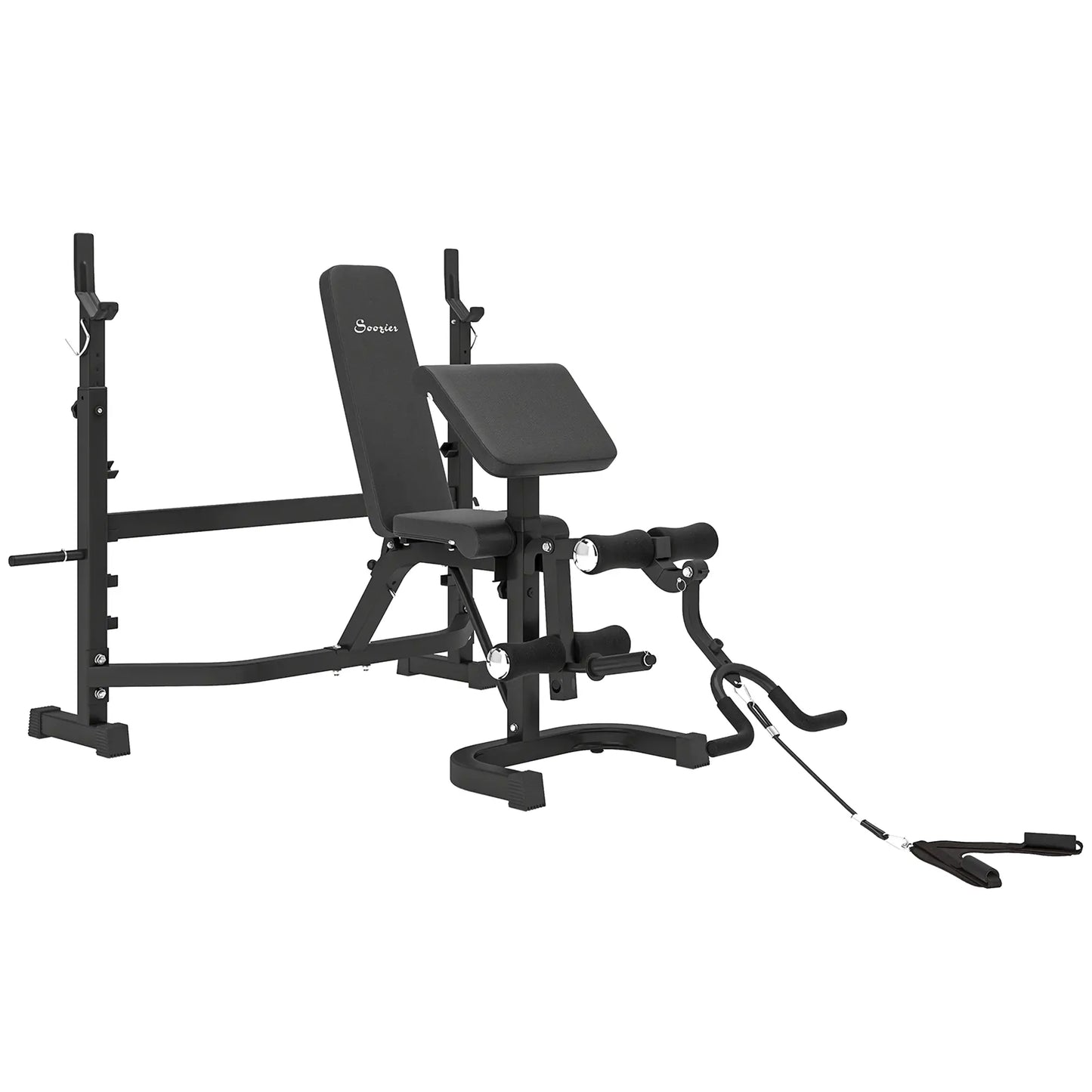 Adjustable Olympic Weight Bench, Squat Rack, Leg Extension, Grey Weight Benches Grey, Black at Gallery Canada