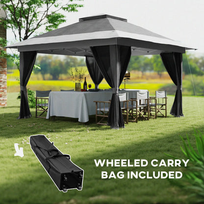 11.7' x 11.7' Pop Up Canopy Tent, UPF50+ Sun Shelter with Netting, Wheeled Bag Pop Up Canopies at Gallery Canada