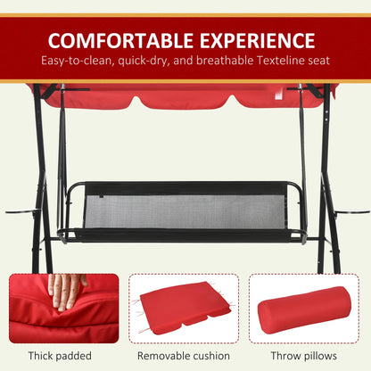 3-Seat Outdoor Swing Chair, Convertible Flat Bed, Adjustable Canopy, Removable Cushion Porch Swings with Canopy at Gallery Canada