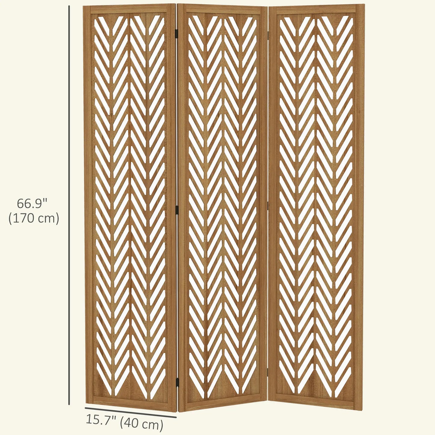 3 Panel Room Divider, 5.6ft Tall, Wood Folding Privacy Screen, Light Brown Room Dividers at Gallery Canada