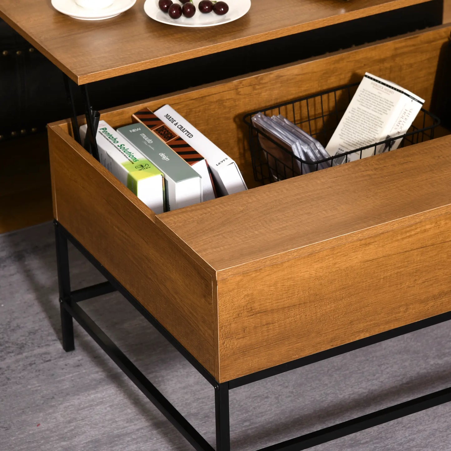 Lift Top Coffee Table, Hidden Storage, Living Room, Teak Coffee Tables at Gallery Canada