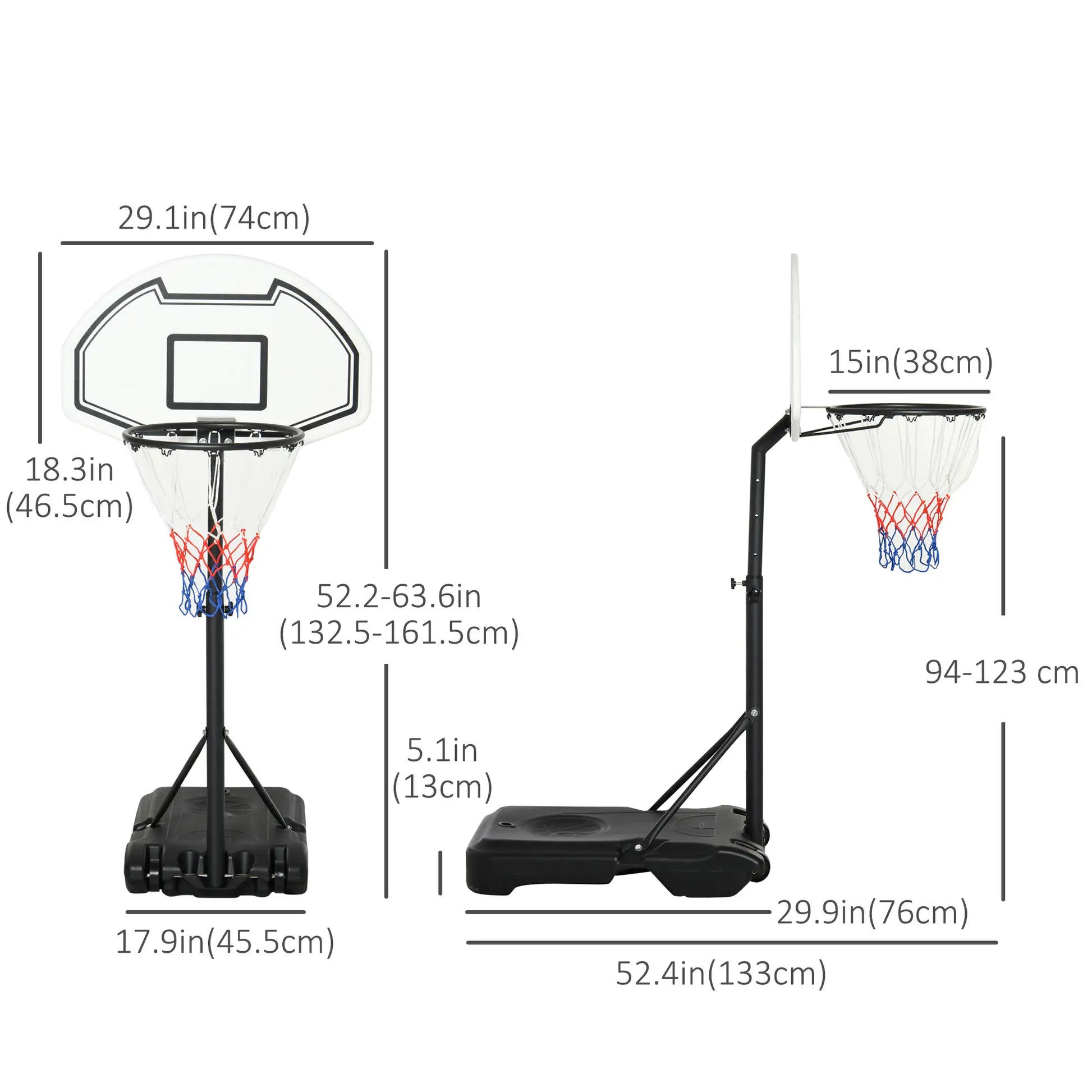 51"-64" Height Adjustable Basketball System, Portable with Wheels Basketball at Gallery Canada