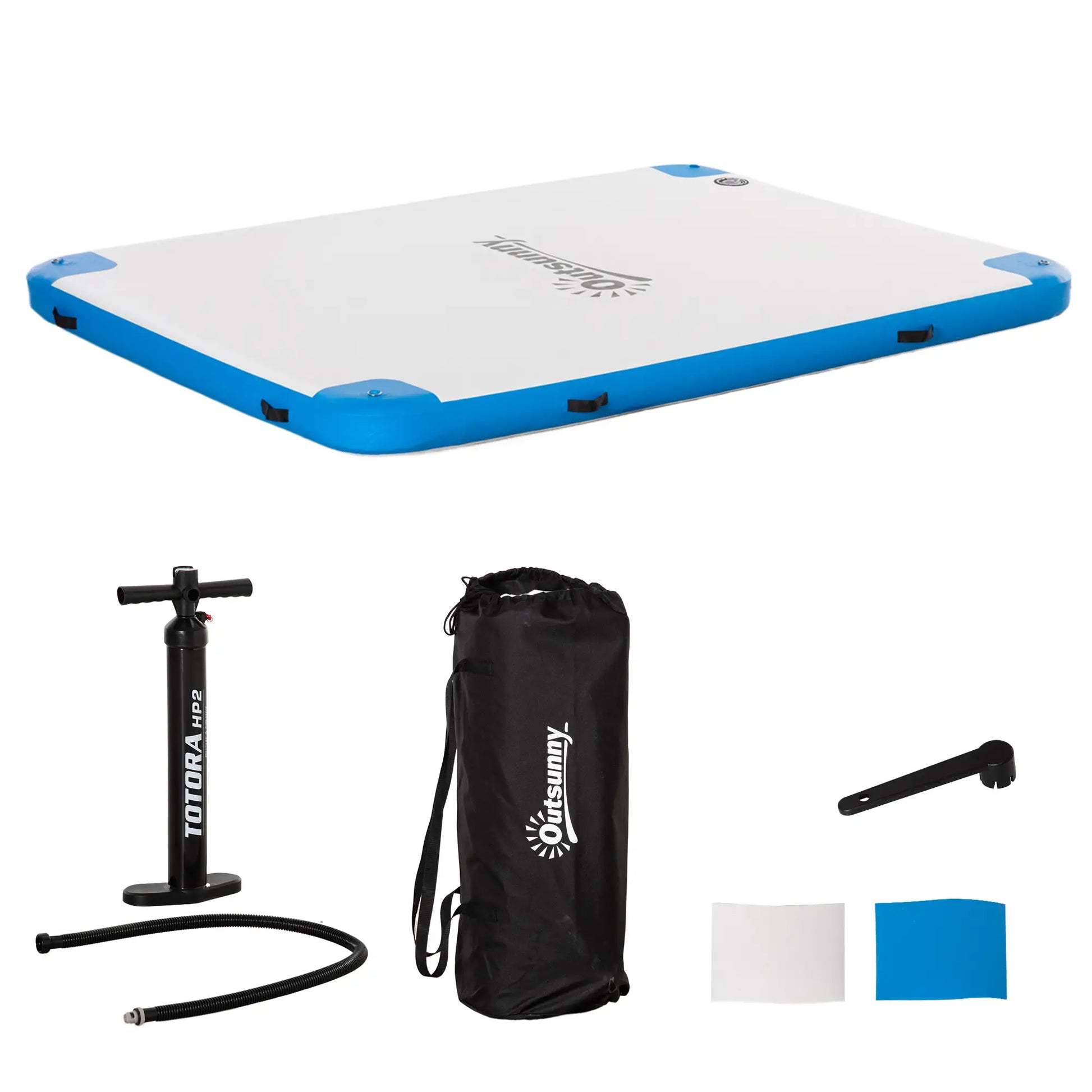 8' x 6' Inflatable Water Dock, with Air Pump, Backpack, Blue Floating Water Mats White, Blue at Gallery Canada