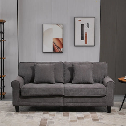 Modern 3 Seater Sofa, Corduroy Fabric, Pine Wood Legs, Light Grey 3-Seater Sofas at Gallery Canada