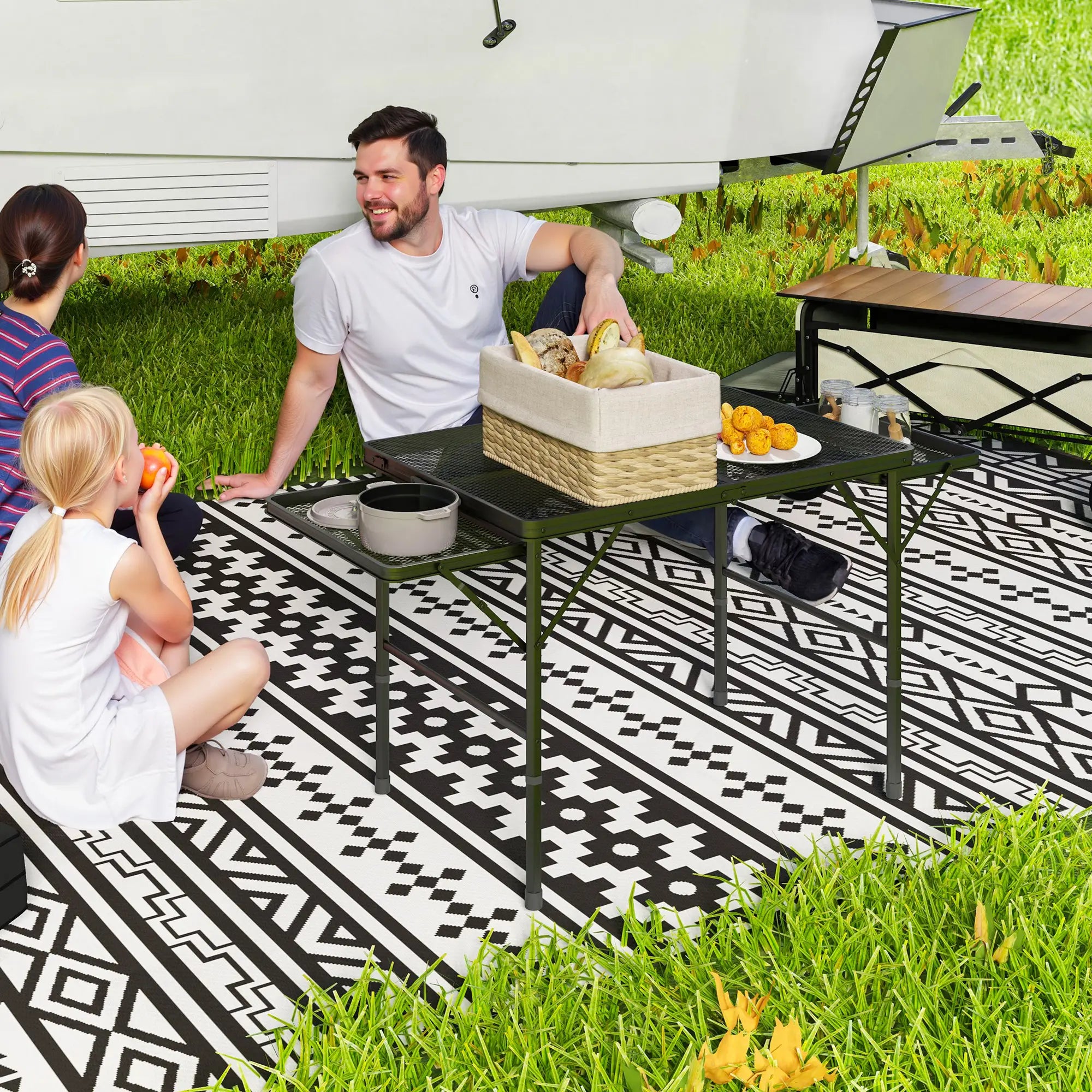 4.5ft Folding Grill Table, Adjustable Height, Metal Portable Picnic Table Picnic Tables & Camping Chairs at Gallery Canada