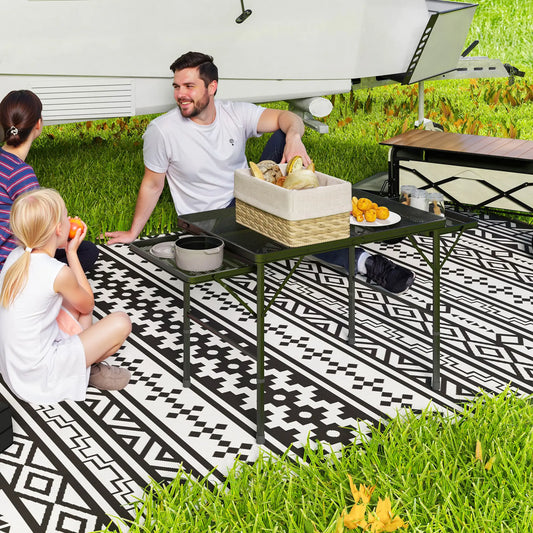 4.5ft Folding Grill Table, Adjustable Height, Metal Portable Picnic Table Picnic Tables & Camping Chairs Black at Gallery Canada