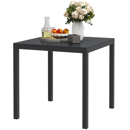 Square Outdoor Dining Table, 4-Person, Aluminum Steel Frame, Black Patio Dinning Tables Black at Gallery Canada