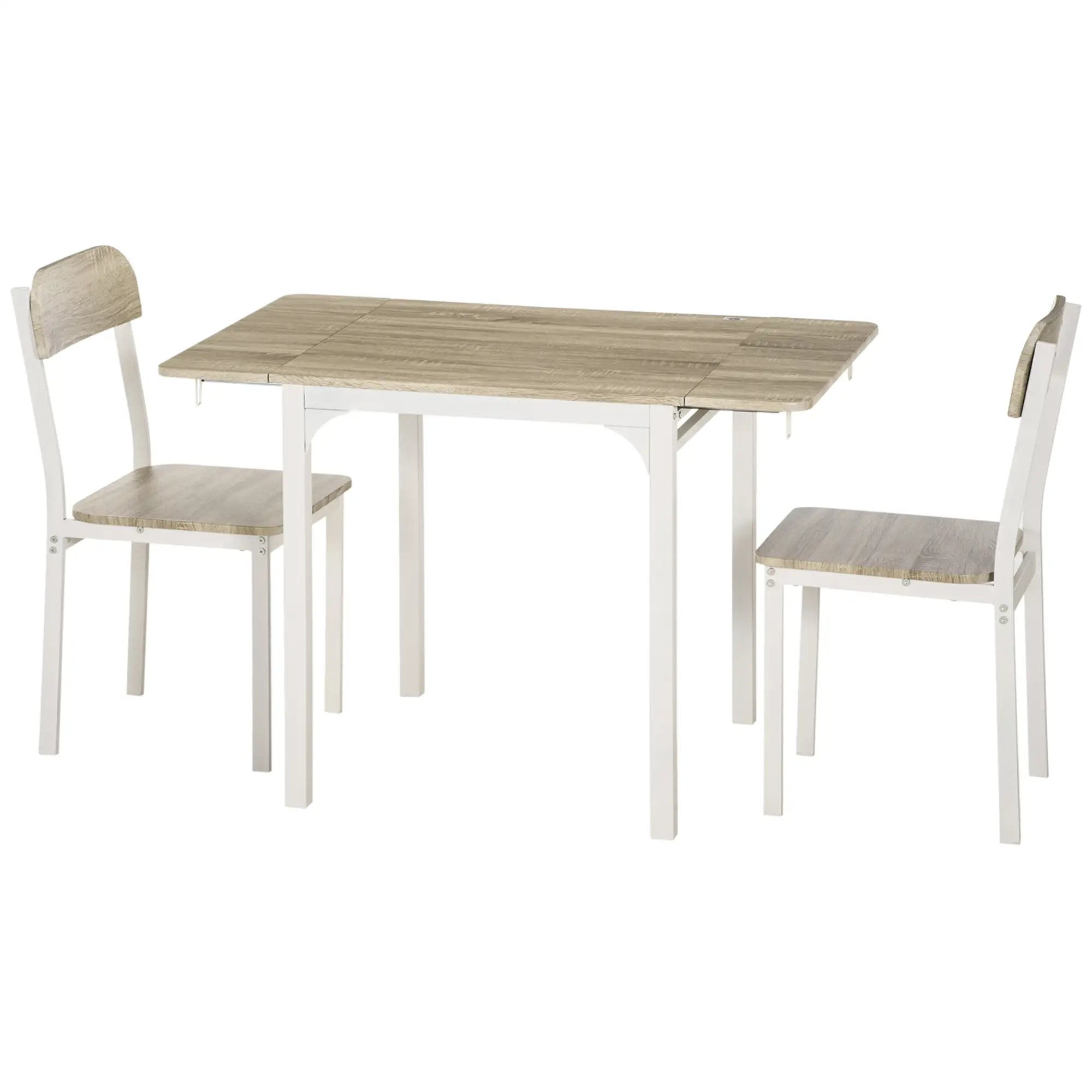 Foldable Dining Table Set for 2, Drop-Leaf Kitchen Table with 2 Chairs Bar Sets Oak, White at Gallery Canada