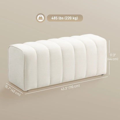 43" Upholstered Bed Bench, 485 lbs Capacity, Cream White Storage Ottomans & Benches at Gallery Canada