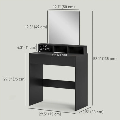 Modern Makeup Vanity Desk with Mirror, Drawers, Black Dressing & Vanity Tables at Gallery Canada