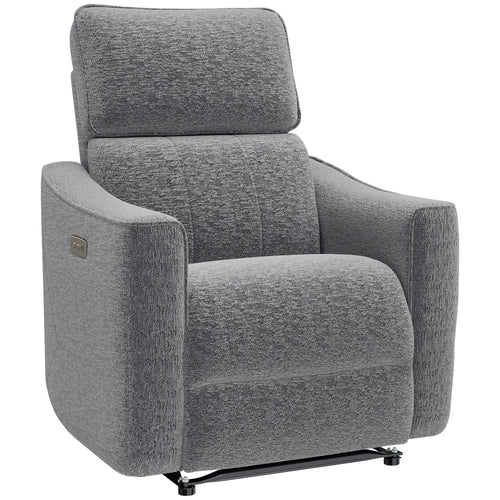 Power Recliner Chair, Linen-Look Fabric, USB Ports, Footrest, Dark Grey