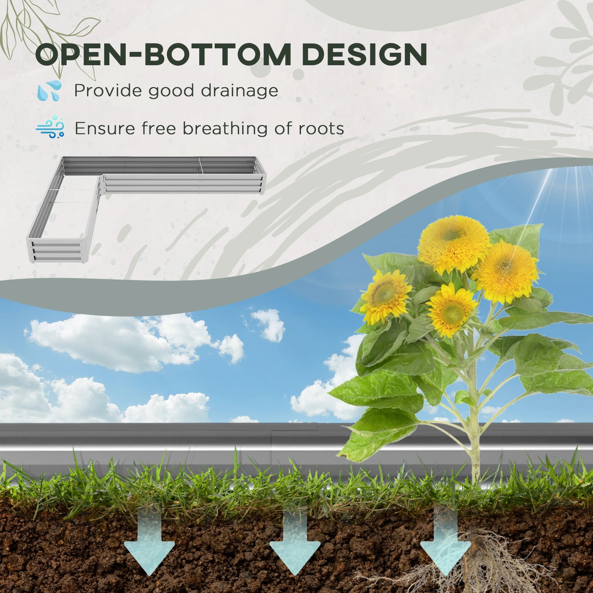 Galvanized Steel Raised Garden Bed, 82" x 109" x 12", Silver Galvanized Planter Boxes at Gallery Canada