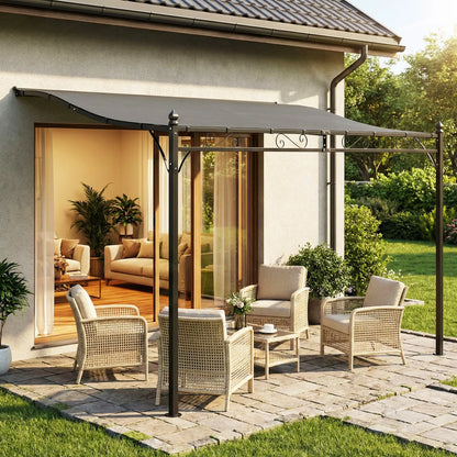 Outdoor Pergola, 11.5' x 8.2' Wall Mounted, Metal Frame, UPF30+, Garden Gazebo Pergolas at Gallery Canada